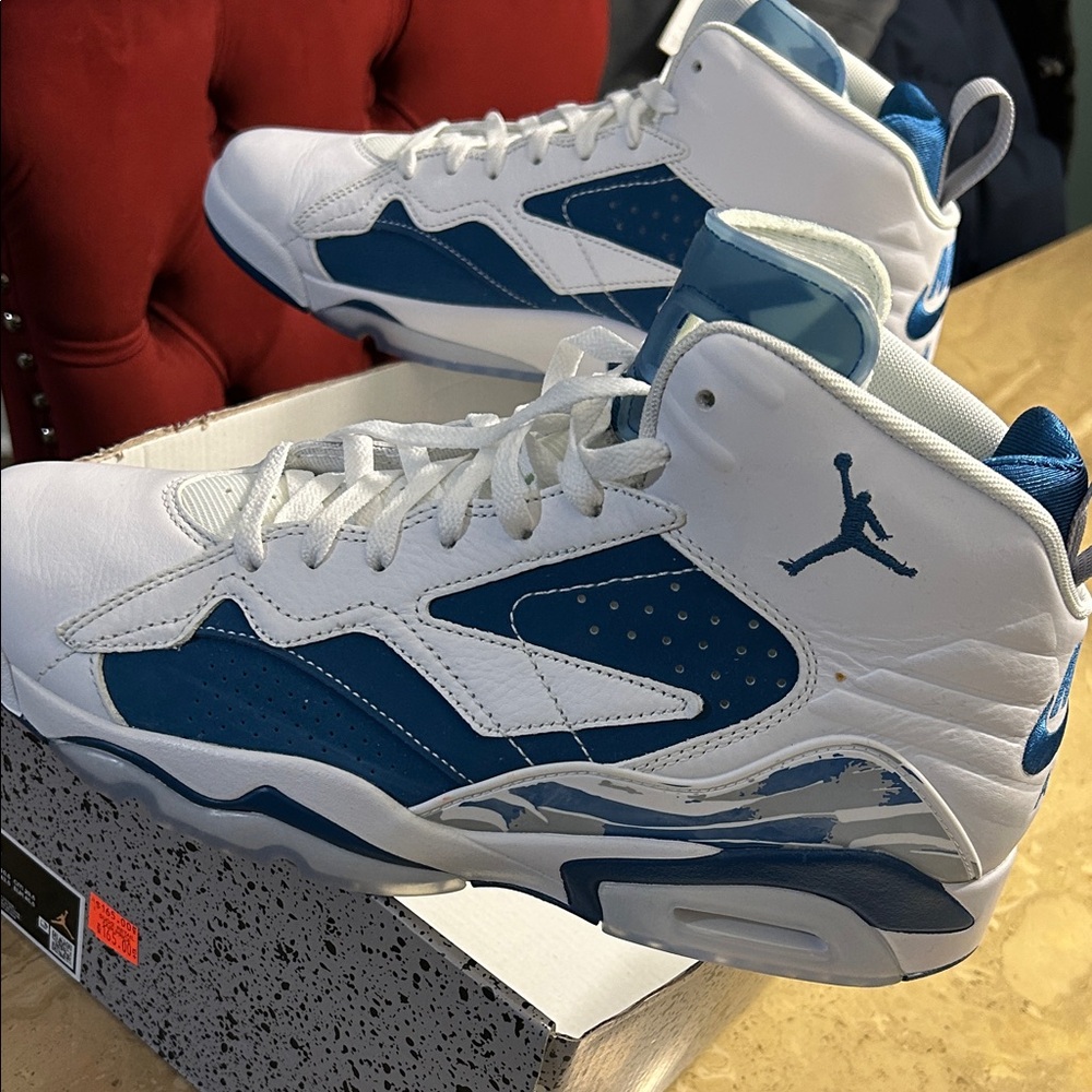 Jordan MVP White and Industrial Blue Sneakers